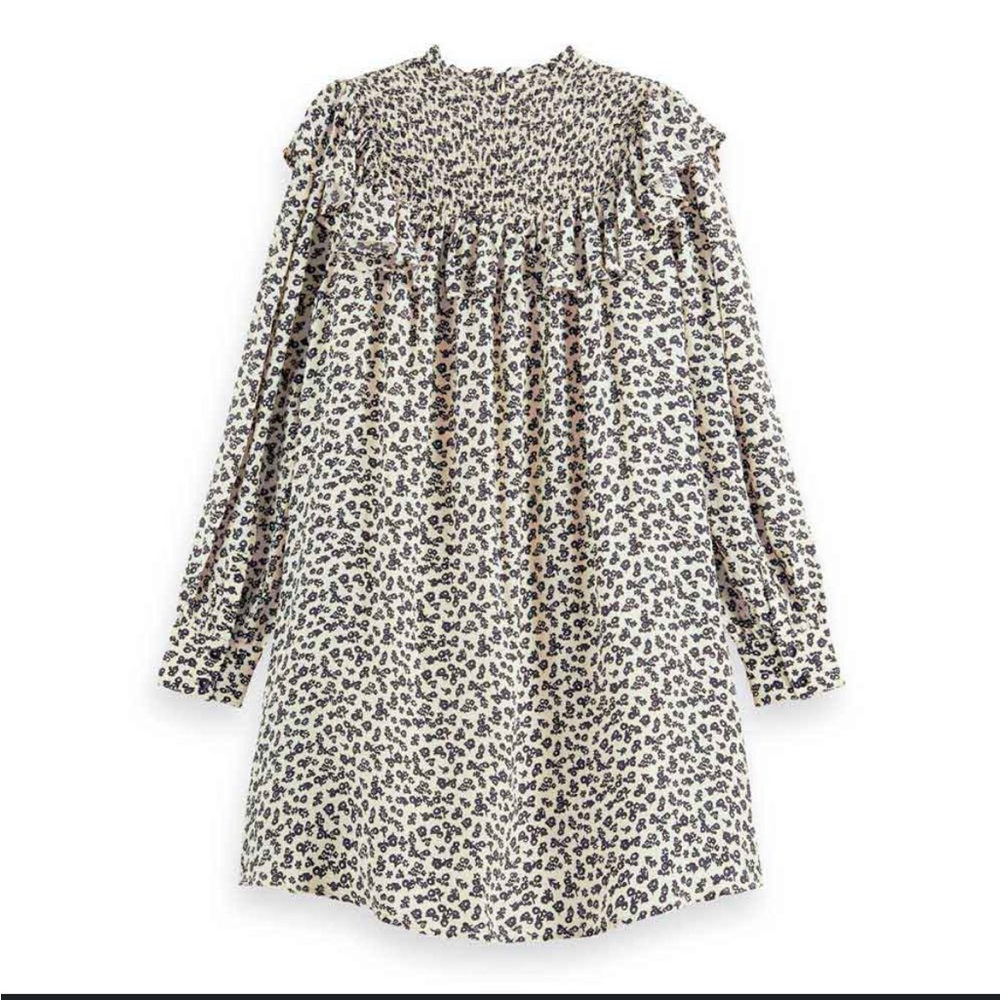 Scotch & Soda Amsterdam Short Flowy Dress Smocked Ruffles Sz small frill cream